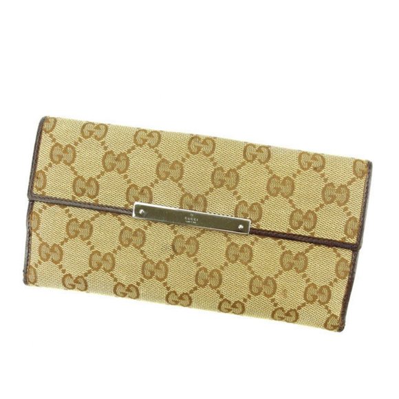 Gucci Wallet Purse Long Wallet GG Beige Brown Woman Authentic Used Y5044 - Picture 1 of 6